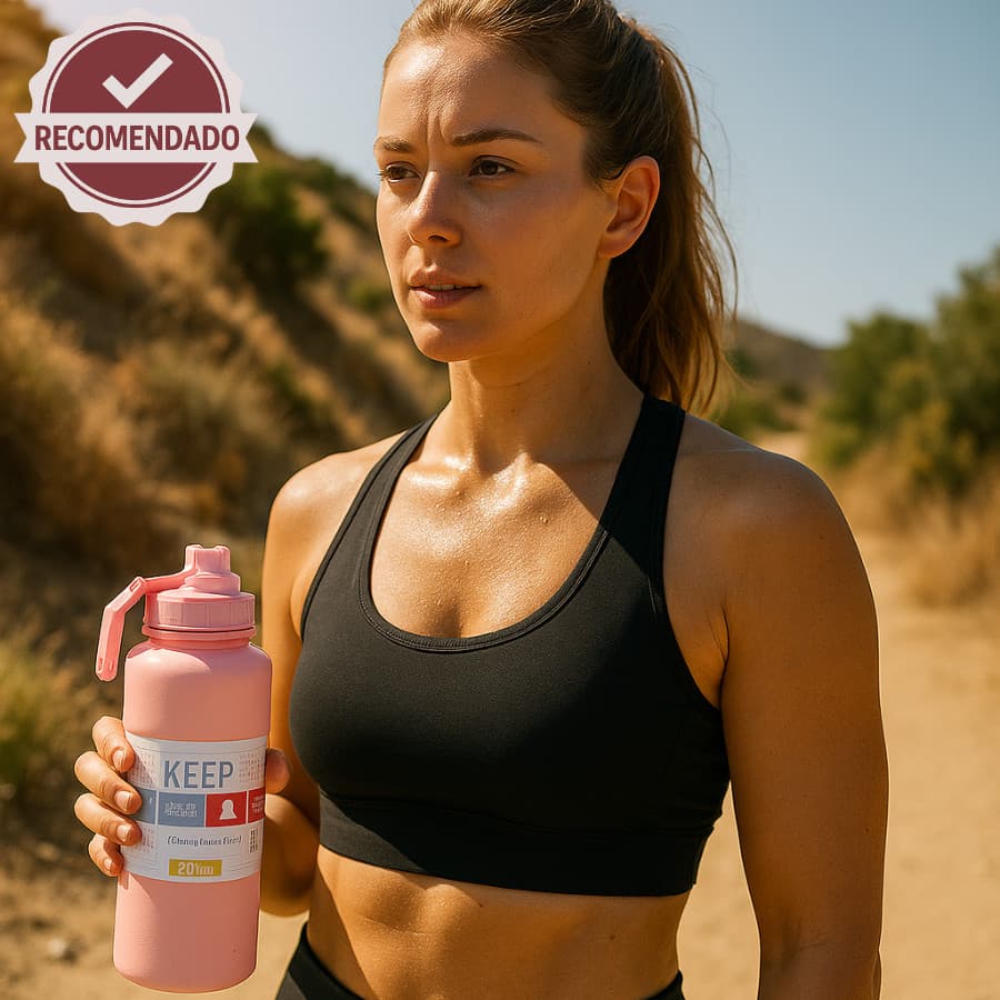 Garrafa Térmica Aço Inox Rosa 1000ml Quente Frio Com Isolamento Térmico Grande Capacidade Academia