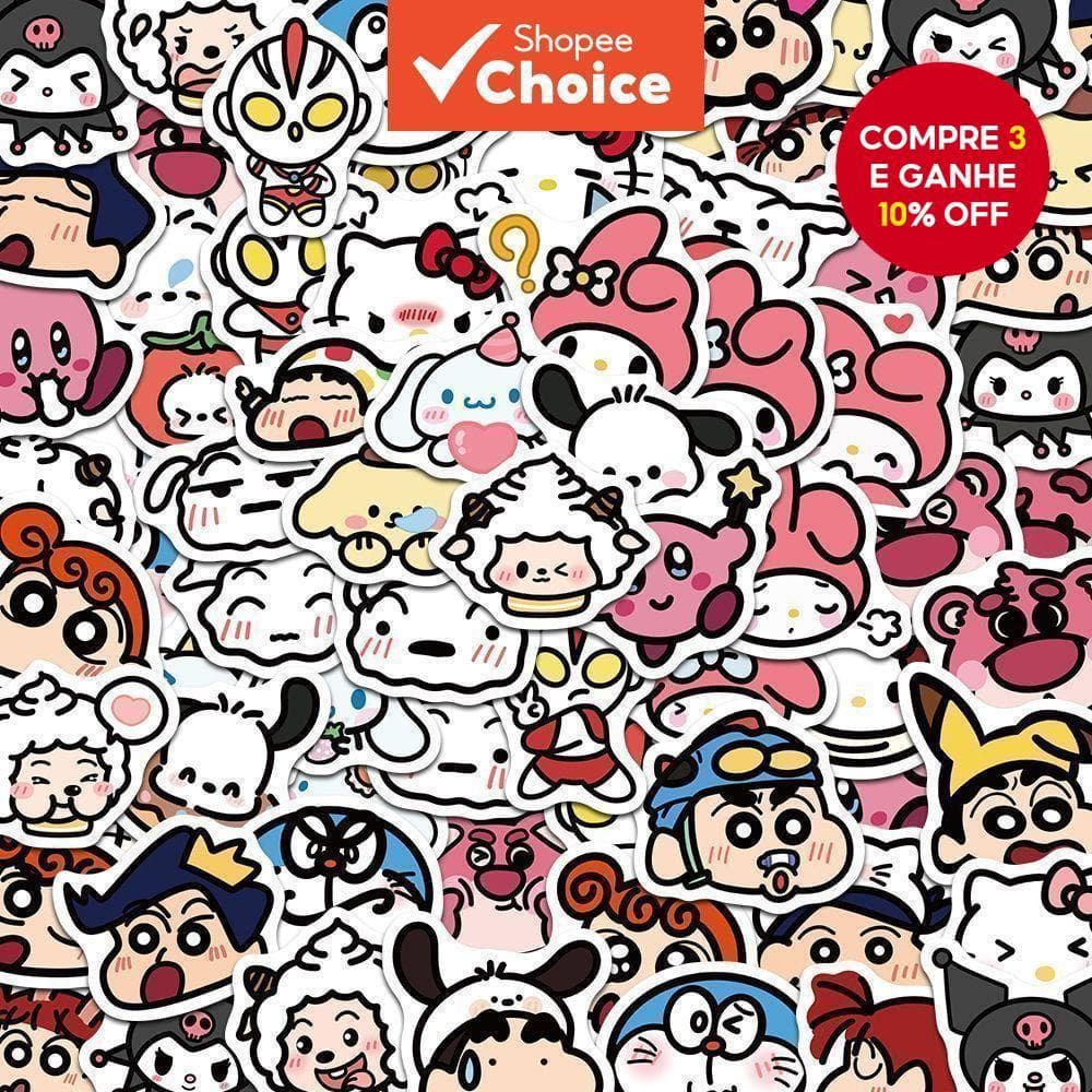 100 Peças Adesivos De Desenhos Animados Kawaii-Decalques De Vinil À Prova D'água Para Laptop , Garrafa De Água E Telefon