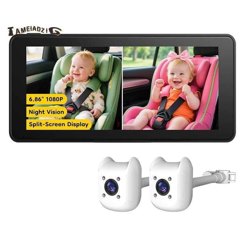 [Entrega Rápida T] Câmera Dupla Para Carro De Bebê De 1080P Monitor De Tela Dividida Banco Traseiro