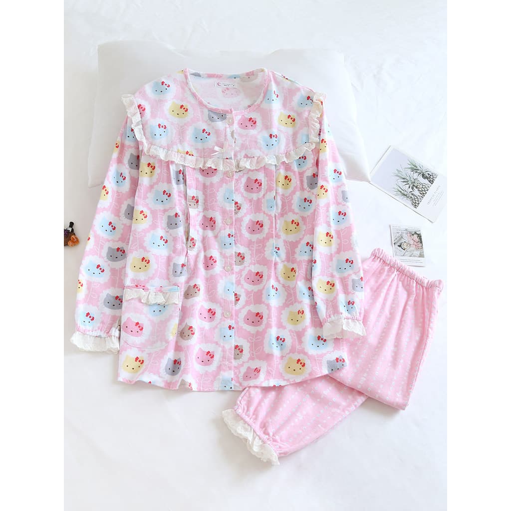 Kaka primavera outono puro algodão roupas de confinamento flanela de algodão pijamas de maternidade escovado roupas de e