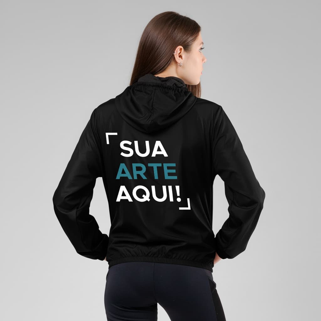 Jaqueta Corta Vento Impermeável Capuz Personalizada Equipe Feminina