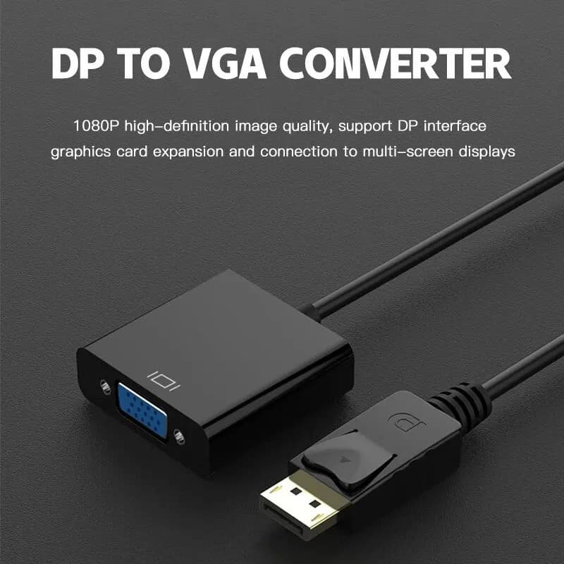 Adaptador Displayport (DP) para VGA analógico 1080p, conversor, projetor, TV, computador, PC