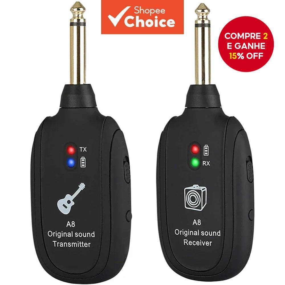 Transmissor De Sistema Sem Fio De Guitarra A8 Receptor Embutido Recarregável