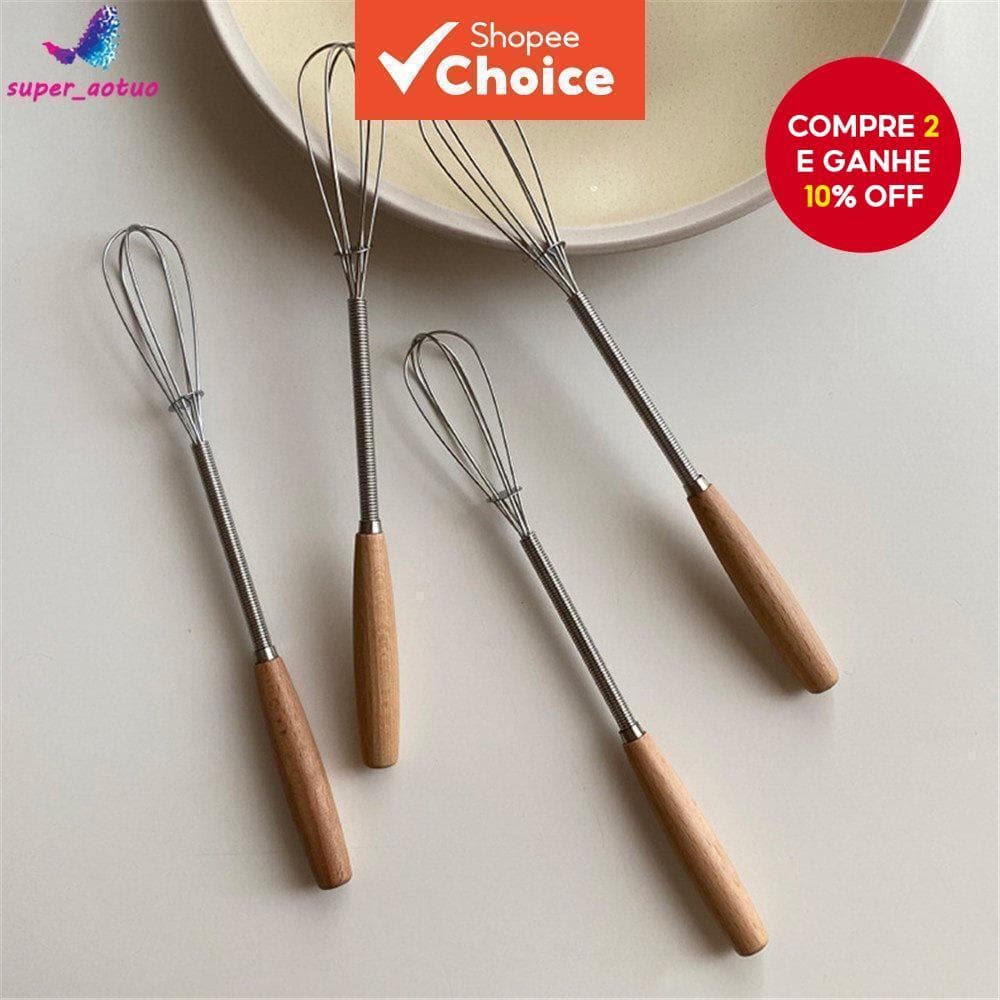 Mini Batedor De Ovos Manual De Aço Inoxidável , Portátil , Cozinha , Creme , Manteiga , Batedores Com Cabo De Madeira