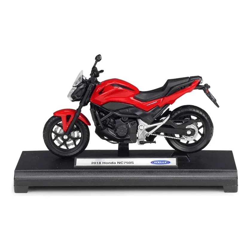Miniatura Moto Honda NC750S 2018 C/ Base Welly 1:18 Vermelha