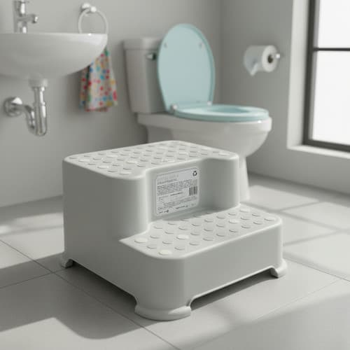 Escada Baquinho Apoio Seguro C/ Antiderrapante Para Criança  Cinza Lisa