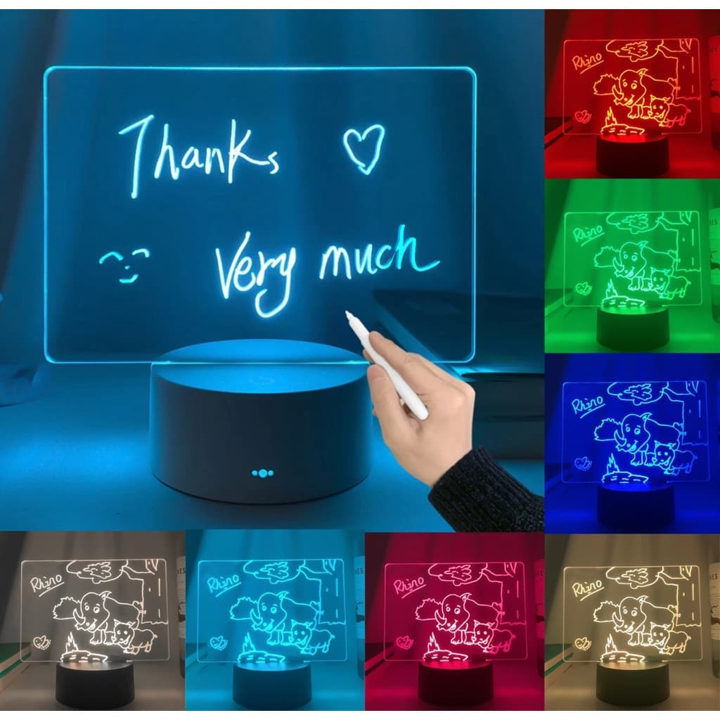 Luminária Led 3d de Escrever e Desenhar Lousa com Controle Botão Touch Lembrete Kaizu