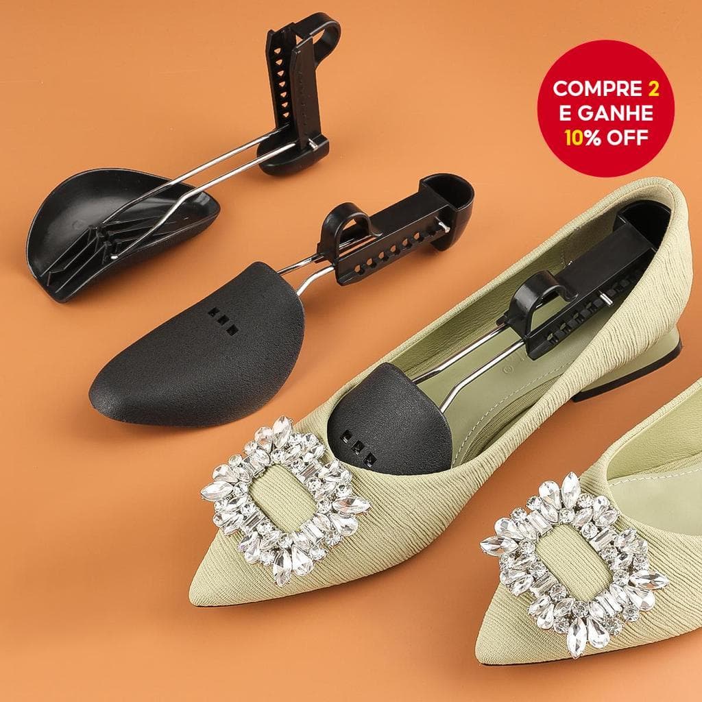  1 Par de Alargadores de Sapato Pretos Ajustáveis Unissex Modelador Expansor Árvore de Sapato