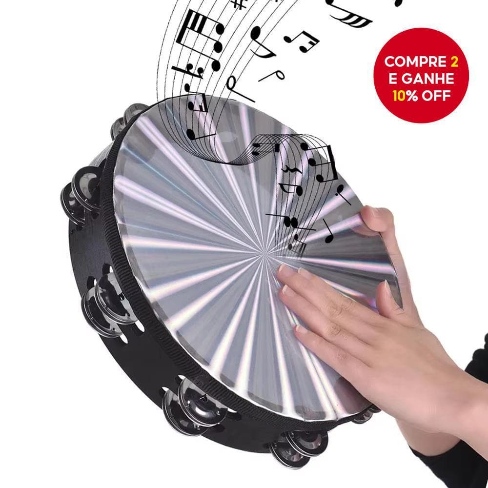 Pandeiro De Madeira De 10 Polegadas , Tambor De Mão Radiante Com Jingles De Fileira Dupla , Presente De Instrumento De P