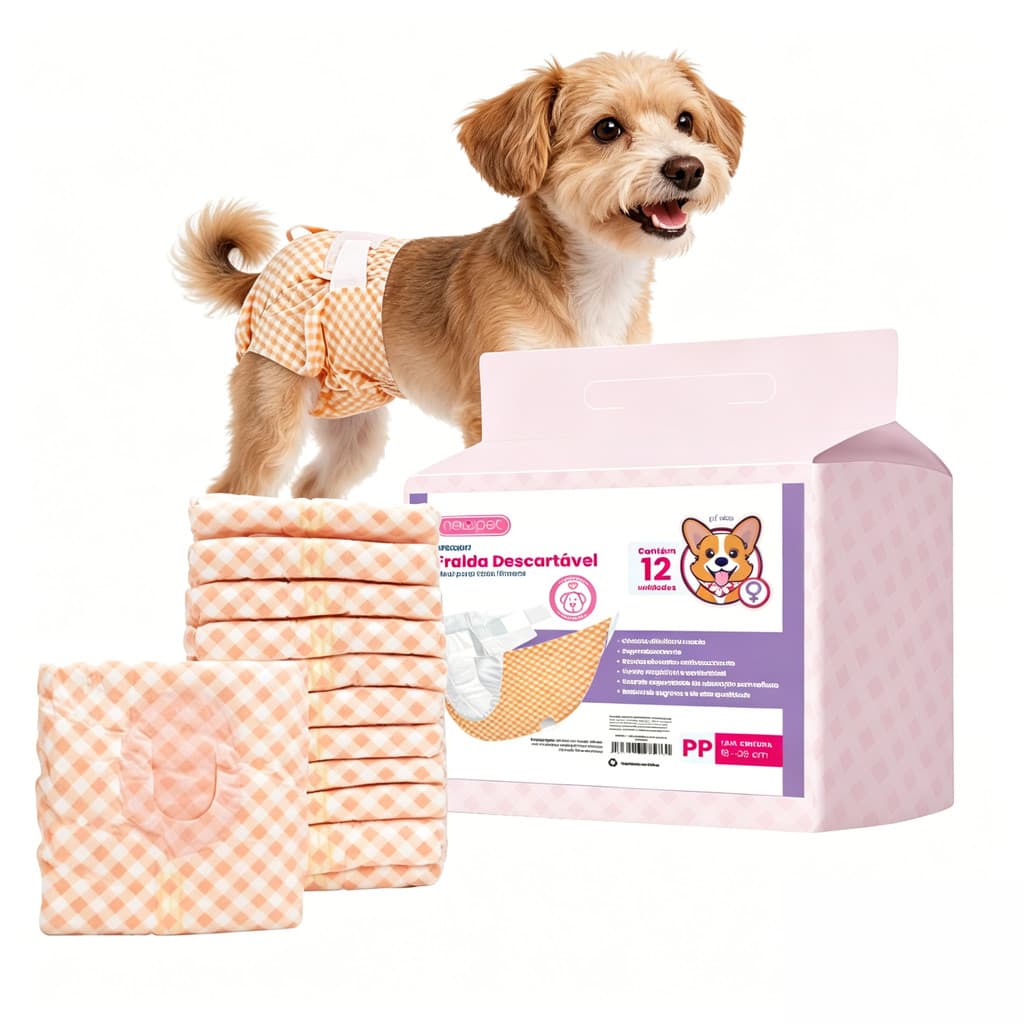 Newpet Fralda higiênica cães Pet descartável para cachorro fêmea PP kit 12 unidades 