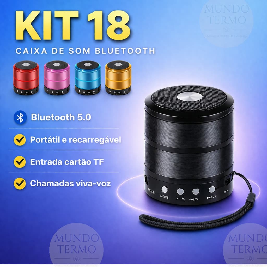 KIT 6 12 e 18 Mini Caixinha De Som 887 Bluetooth Portátil Bateria Recarregável