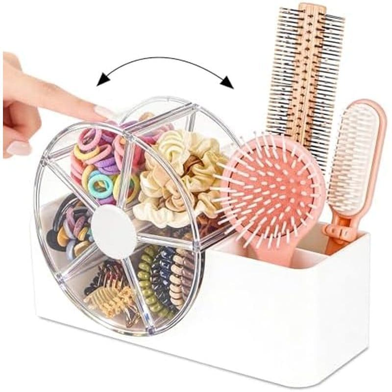 Caixa de armazenamento de acessórios de cabelo com caixa giratória de 5 camadas |   Pente de Slot duplo &amp;   Suporte 