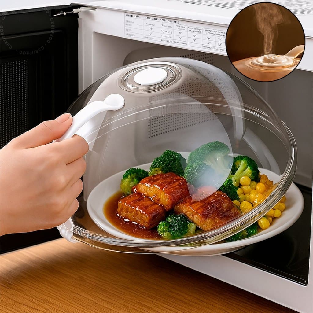 Tampa De Microondas Com Válvula Alça de Plástico Para Alimentos WL-2596