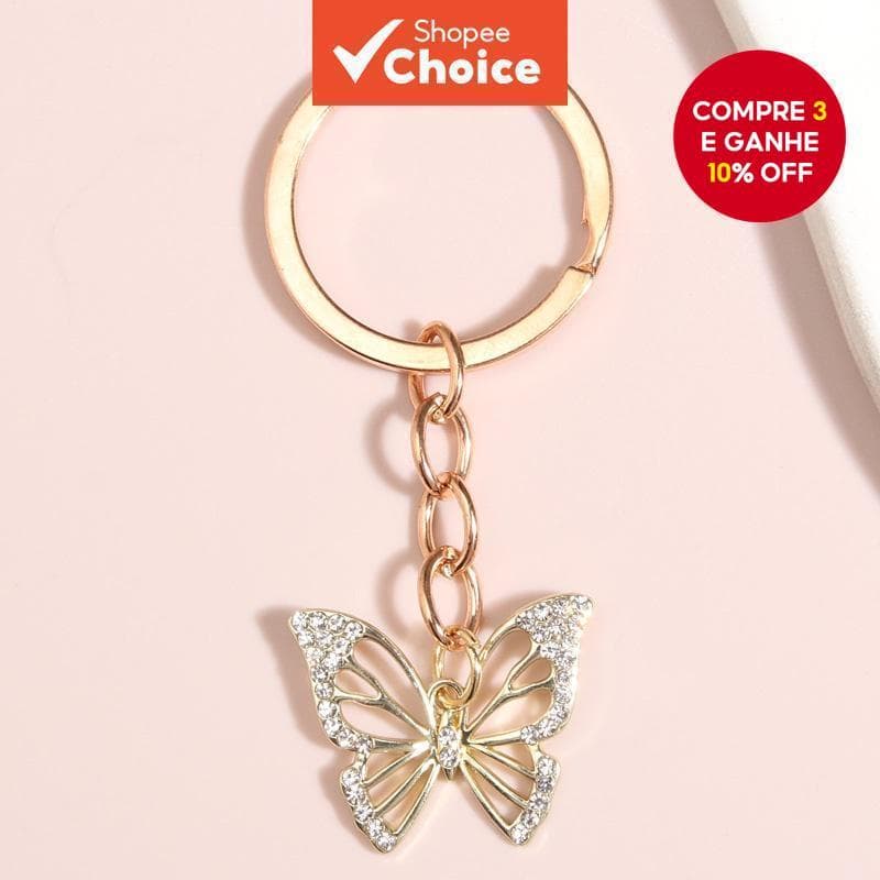 Chaveiro De Animal Fofo Oco Borboleta Cristal Esmalte Chaveiros Presentes De Lembrança
