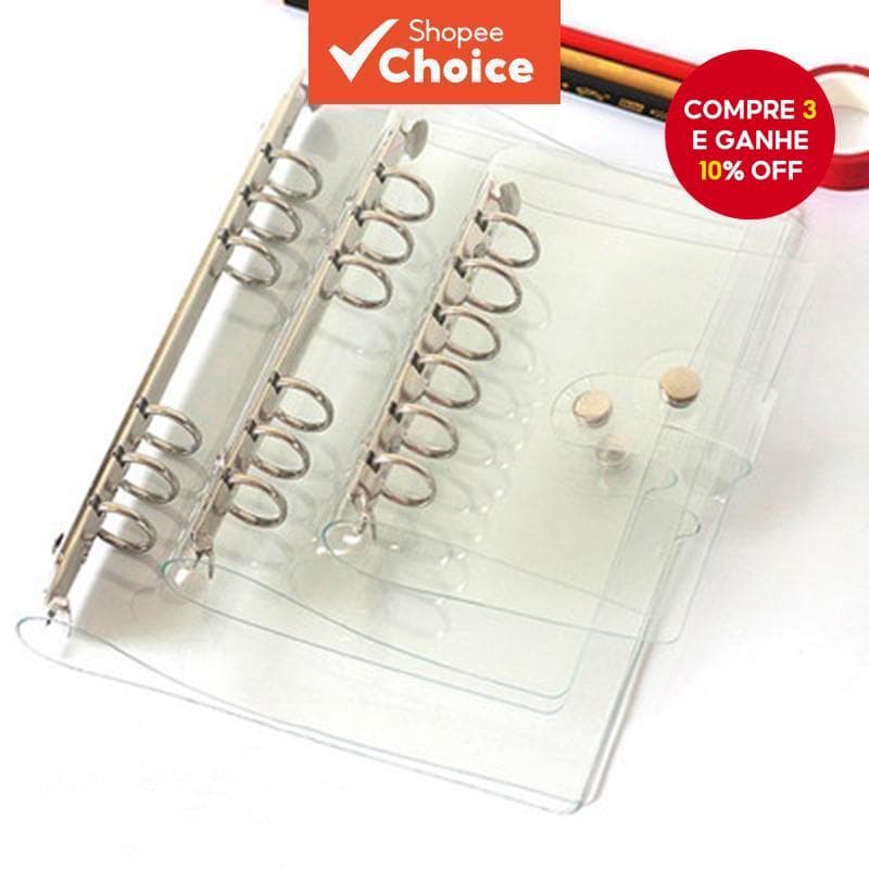 Concha De Folha Solta Em PVC Com 6 Furos Transparentes Para notebook manual A5A6A7
