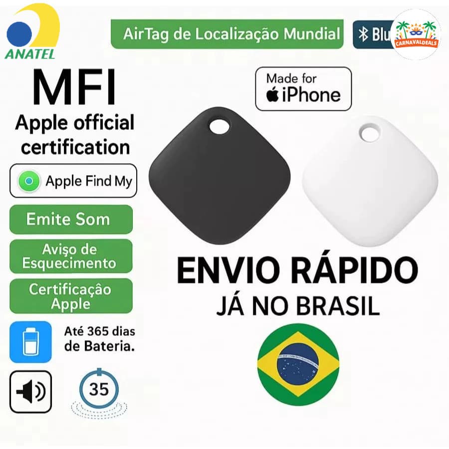 Rastreador MFI: GPS para mala pet criança carteira bicicleta, sem limite de distância, compatível com AirTag