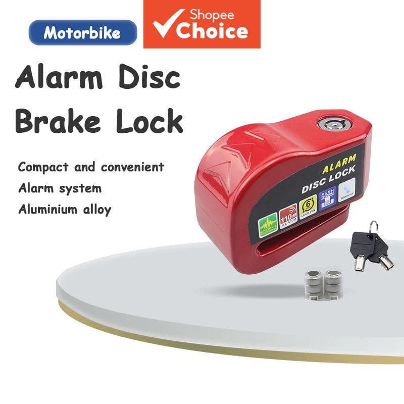  Trava de Disco de Liga de Alumínio com Alarme Antirroubo para Motocicleta e Bicicleta, Proteção de Segurança com Corda