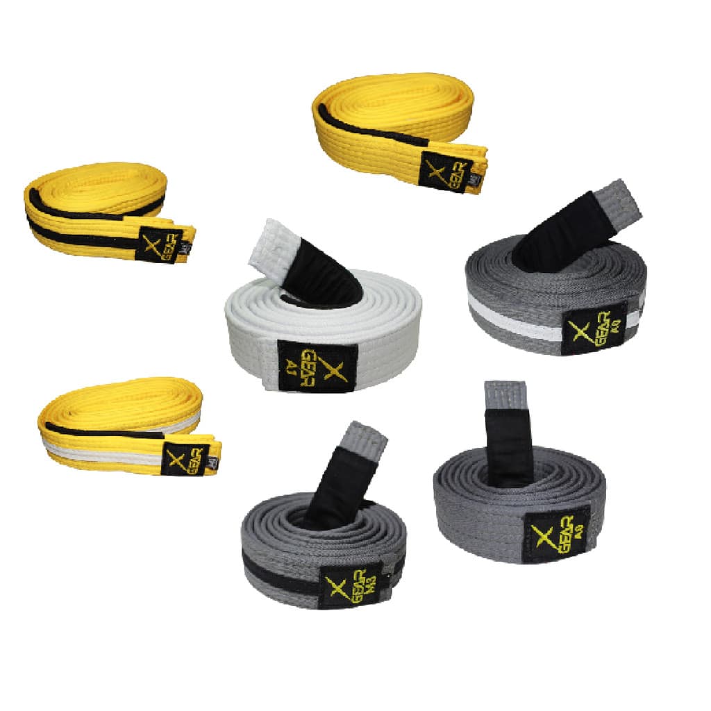 Faixa Infantil Jiu Jitsu Xgear - Branca Cinza Amarela