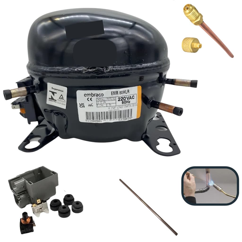 Compressor EMR80HLR R134a 220V 1/4+ Original Novo -Geladeira Refrigerador Brastemp