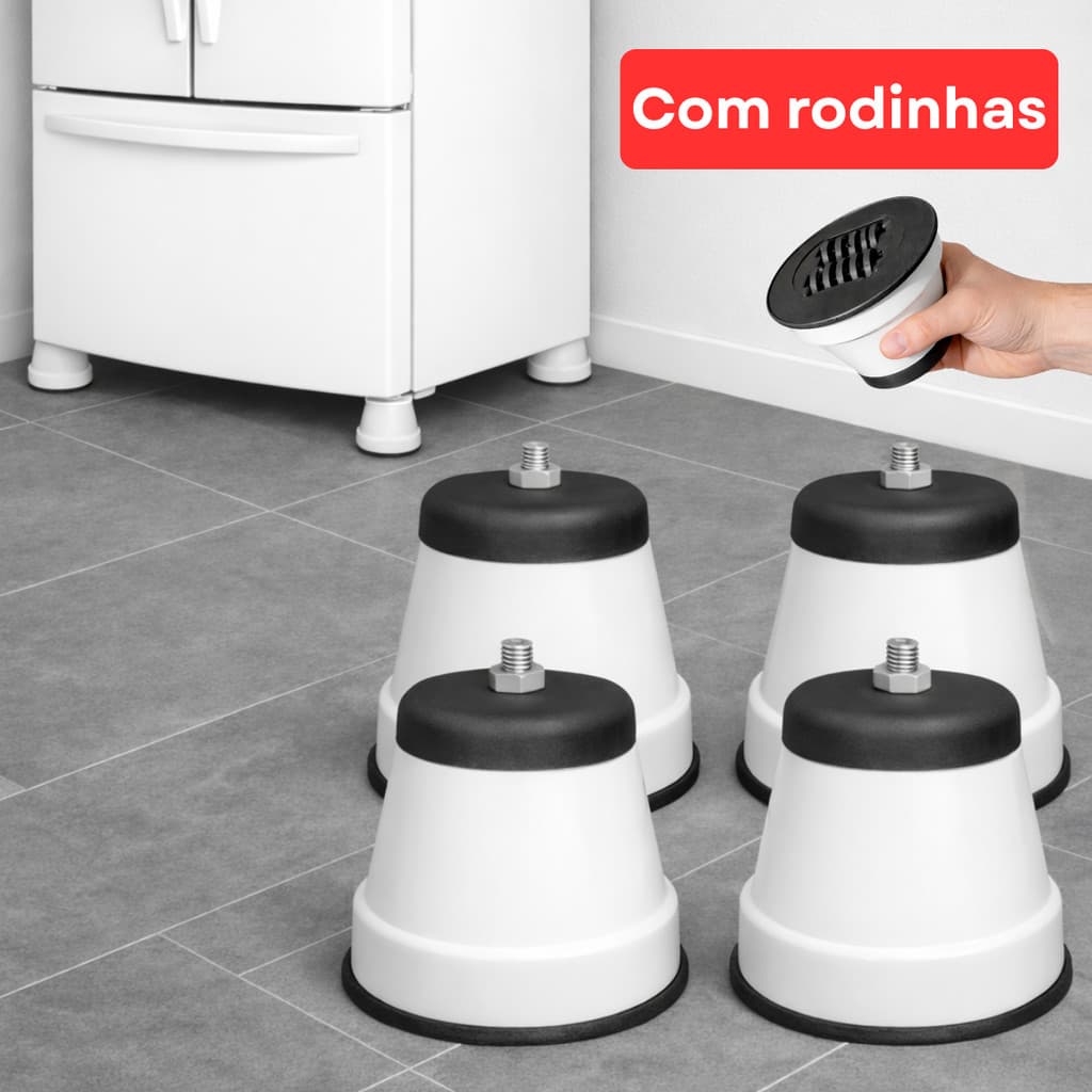 Pés com Rodinha para Geladeira 4 Unidades Universal
