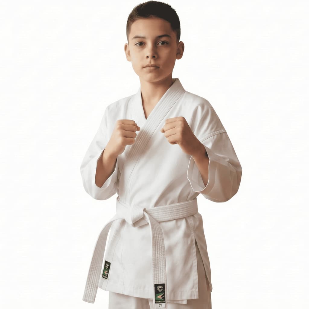 Kimono Karatê Infantil Branco com Faixa Inclusa | 100% Algodão Grosso com Reforço Duplo Premium