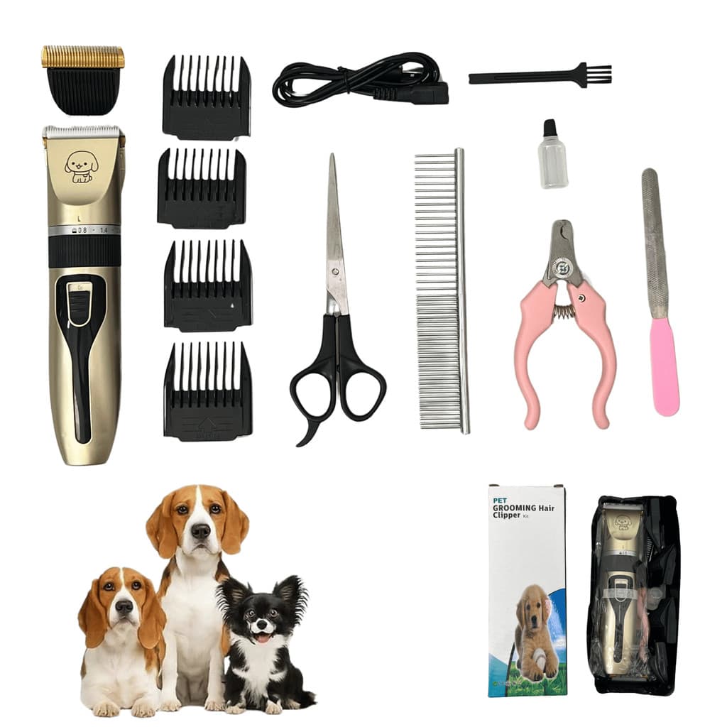 Kit Tosa Pet Profissional 13 Peças: Máquina, Tesoura, Pentes e Lixa