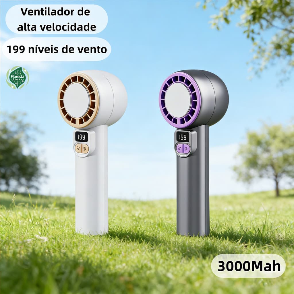 3000Mah Mini Ventilador Vento Forte 199 Velocidade Do Vento De Engrenagem Display Digital Ventilador Ajustável