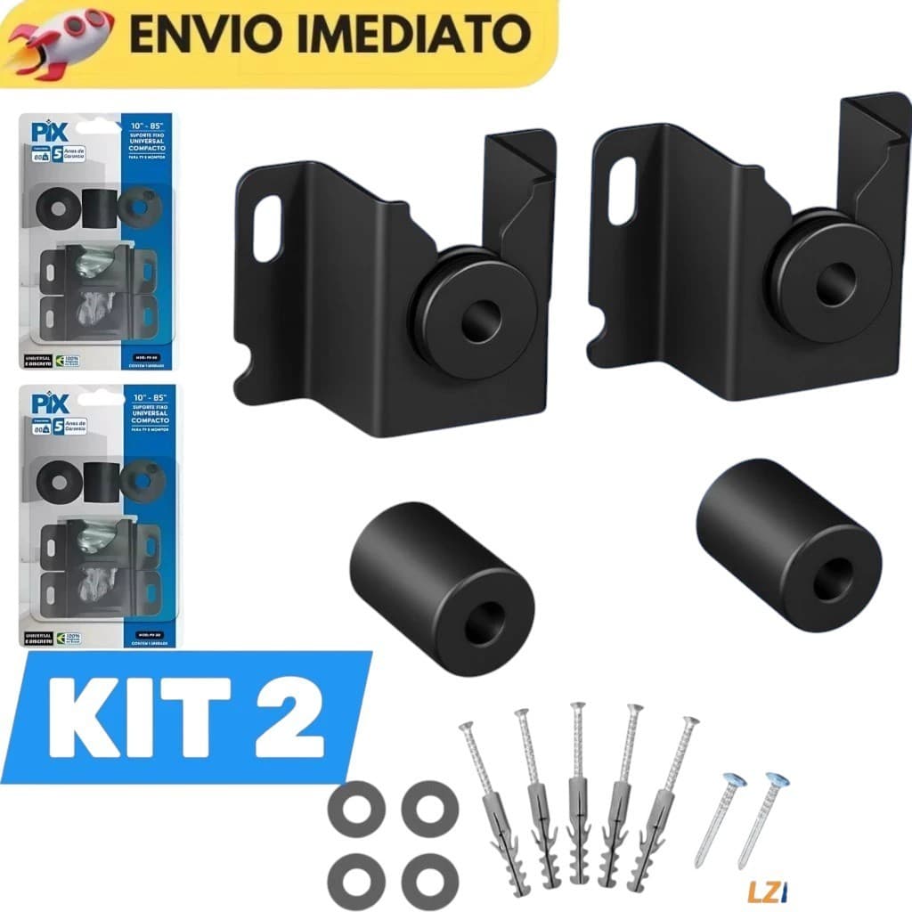 KIT Suporte Universal Fixo P/ Smart ( TV LED LCD 4K Parede Painel) 10/24/32/43/50/55 60 75 100 Polegadas