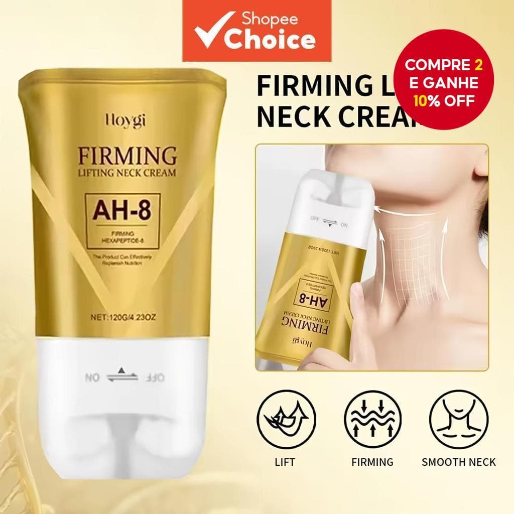 Ah-8 Creme Firmador Para Pescoço Hexapeptídeo Hidratante Aperte Solto Flacidez Linhas Finas Redução De Rugas Ácido Hialu