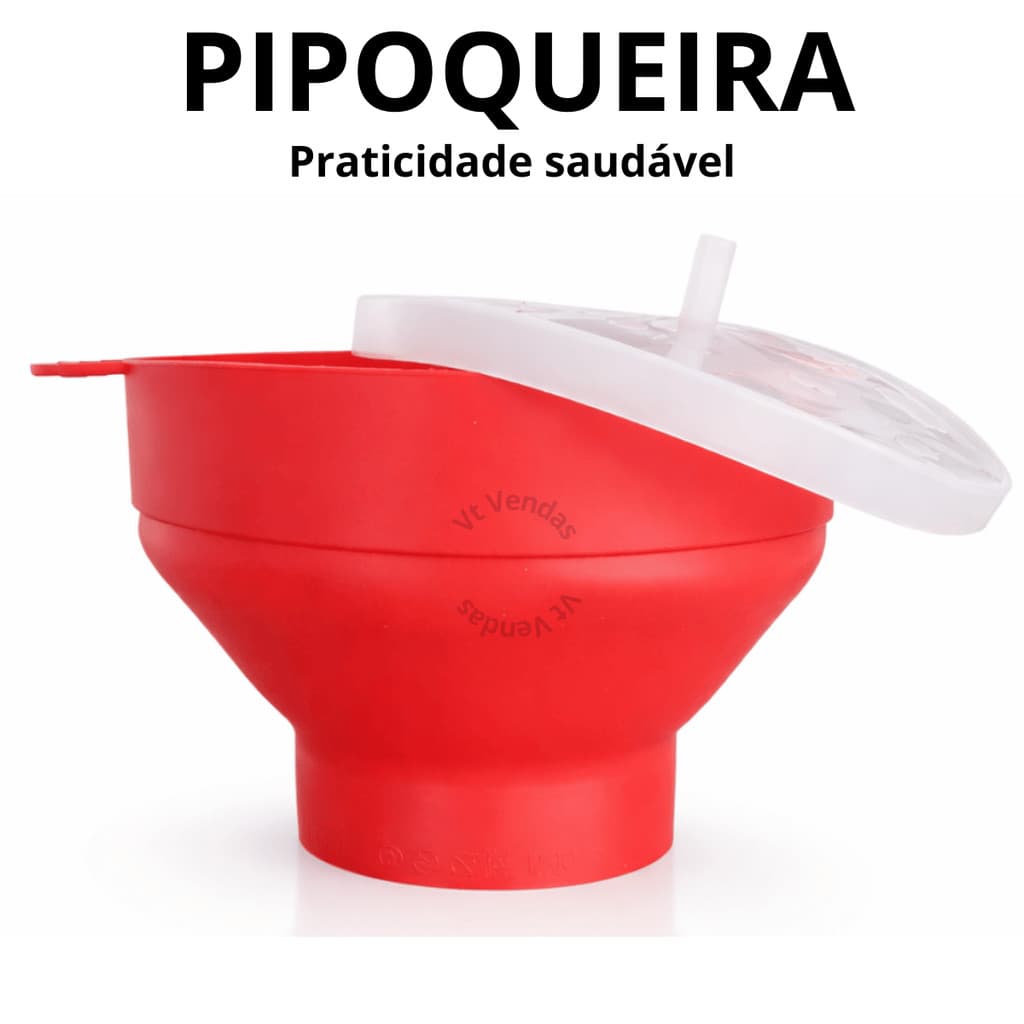 Pipoqueira de Silicone Dobrável para Micro-ondas com Tampa Pipoca Sem Óleo Prática e Fácil