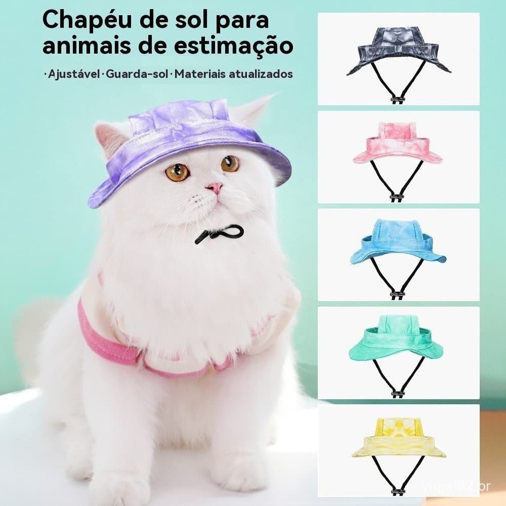 Chapéu de sol para cães e gatos sem orelhas - chapéu de balde antiderrapante ajustável, animal de estimação de verão Ant