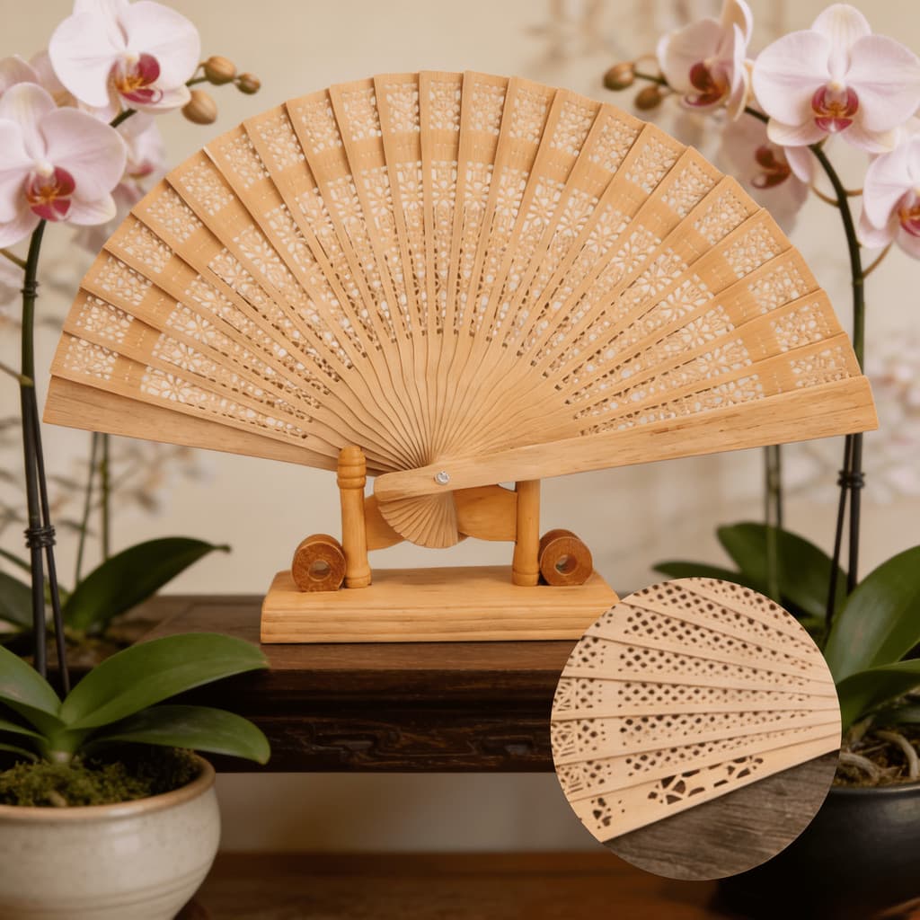 Kit 6/12 peças leque de madeira leve e elegante para casamento e lembrança