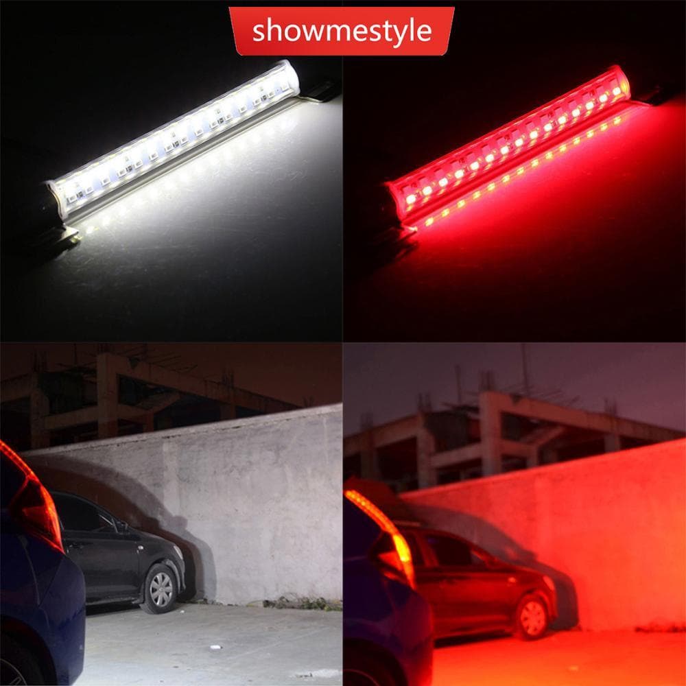 SMS 1Pc 30LED Vermelho + Branco Auto Placa De Licença De Carro Backup Freio Reverso Barra De Lâmpada De Luz Traseira V3X
