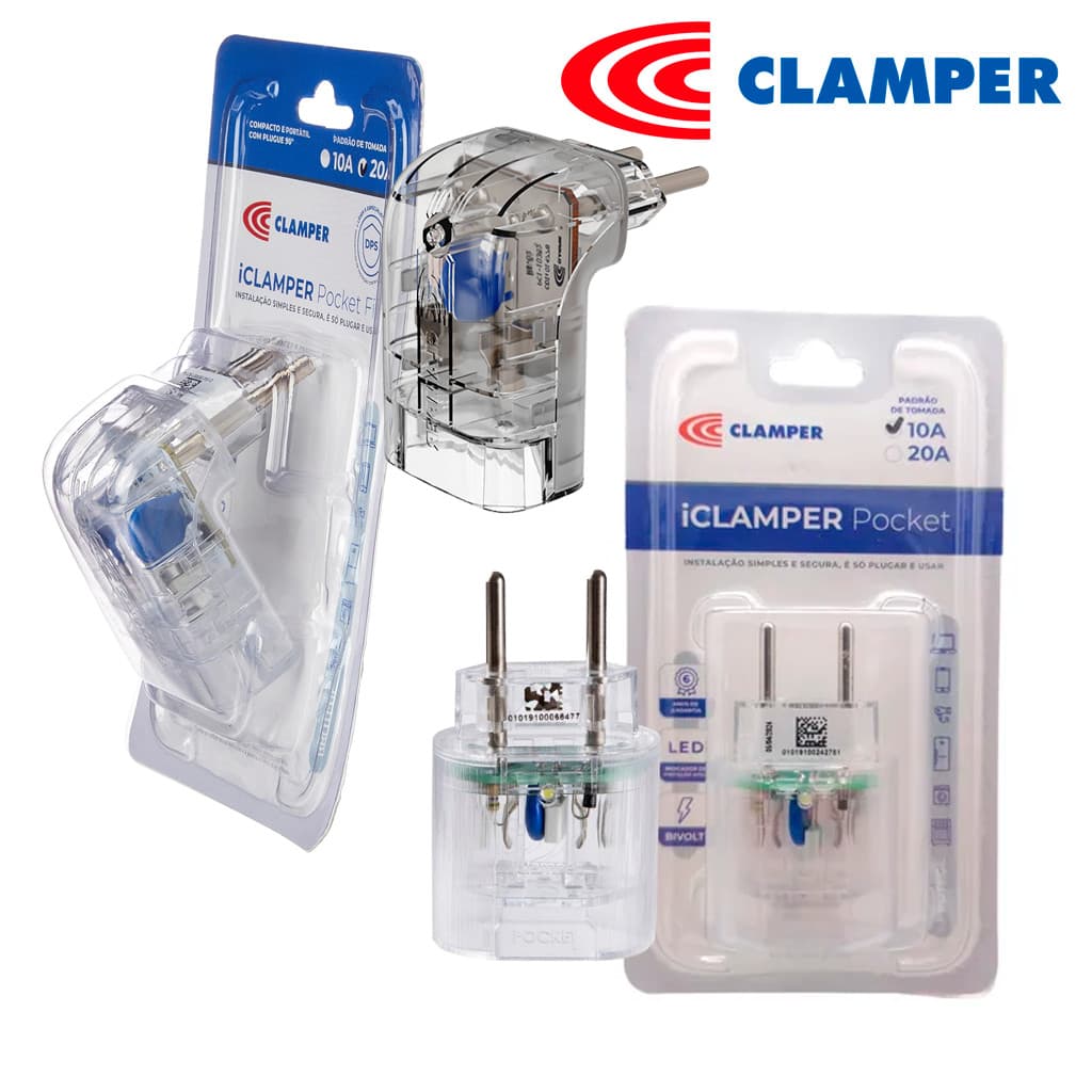 Protetor DPS iClamper Pocket FIT 2 Pinos / 10A e 20A - LCF Transparente