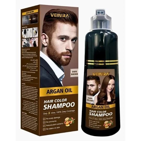 Veinira Shampoo Tonalizante Fórmula suave Sem Amônia Cores Castanho Escuro e Preto