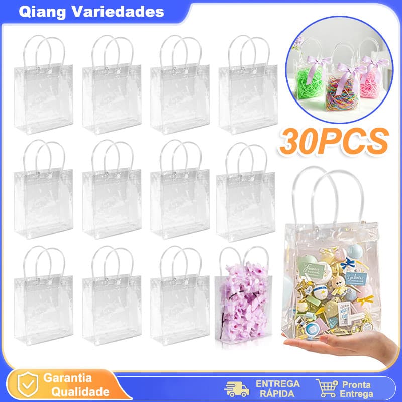 30 Unidades Reutilize Sacos De Presente Plástico Pvc - Para Presente Lembranças Para Festas De Fim De Ano E Casamento