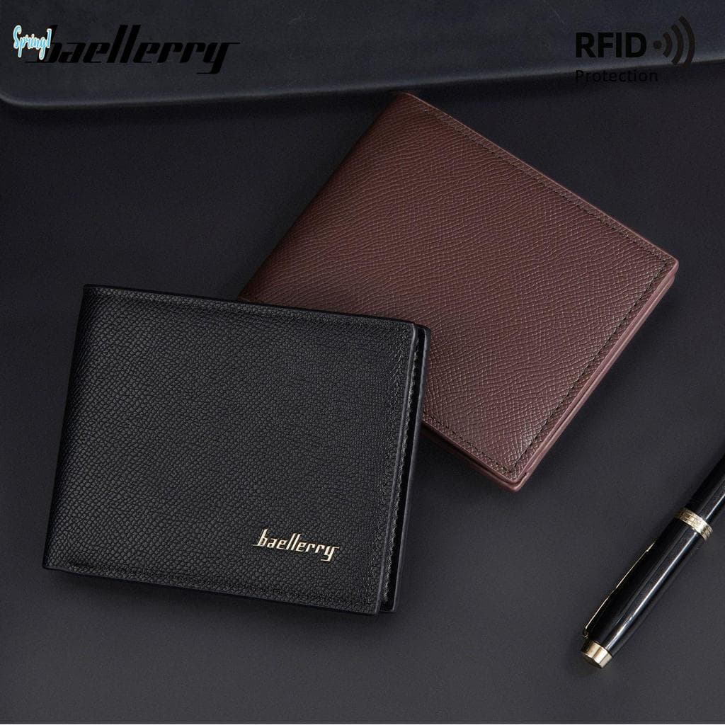 Carteira Masculina Curta De PU RFID-Porta-Moedas De Negócios Para Viagens Com Vários Cartões