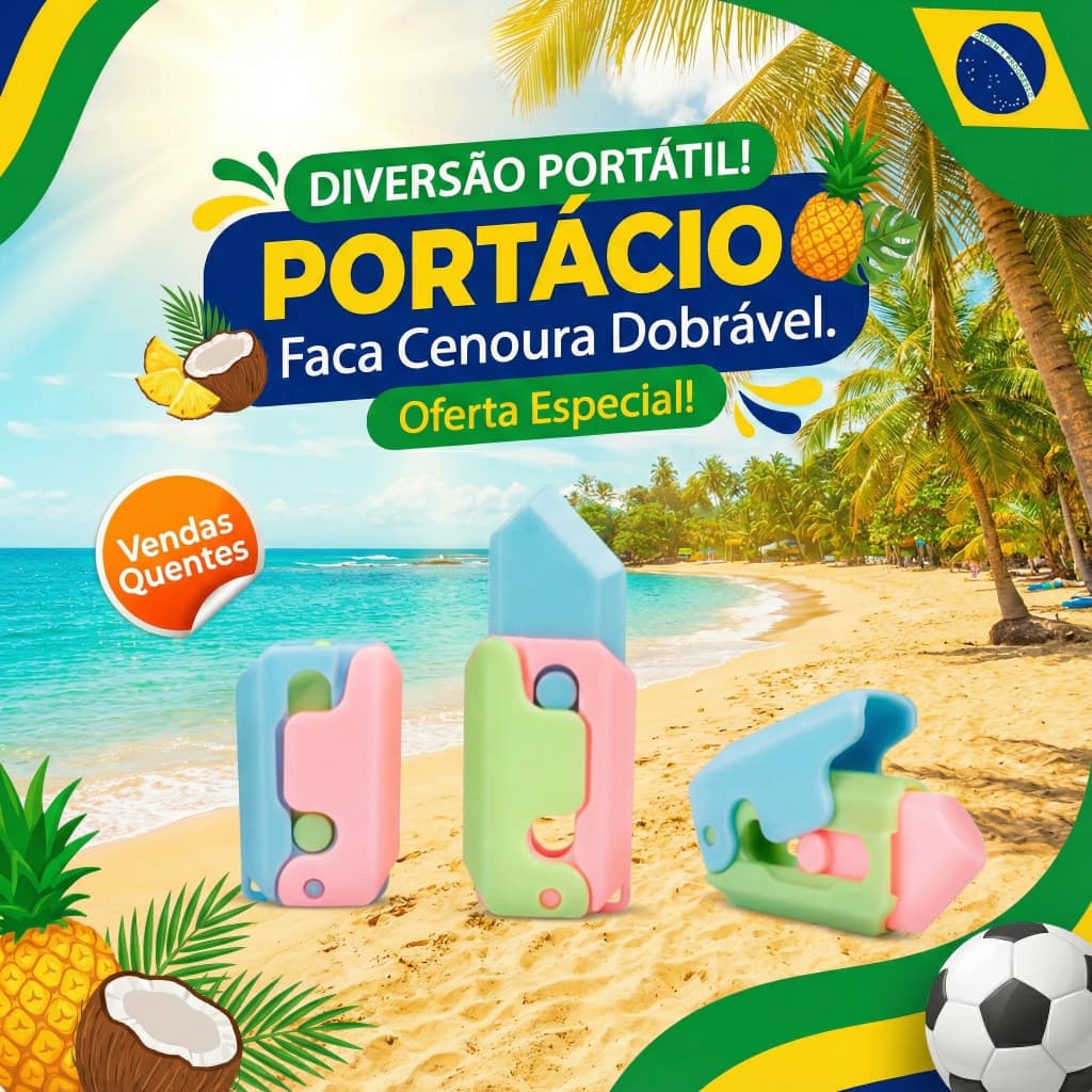 Brinquedo Faca Cenoura 3D Retrátil Fidget Anti-Stress Infantil Alívio de Ansiedade Divertido