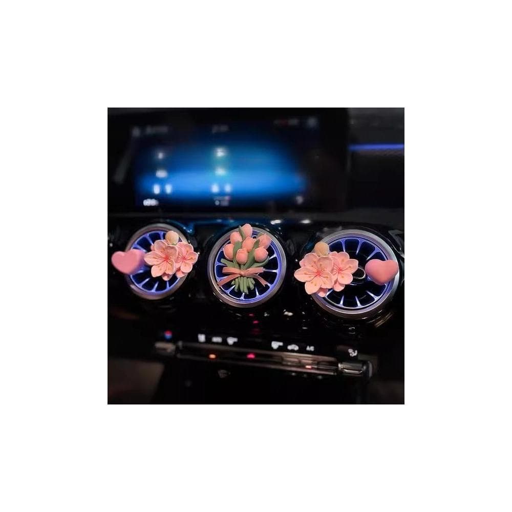 Decoração do carro feminino interior fragrância tulipa carro Perfume aromaterapia saída de ar flor difusor pedra decoraç