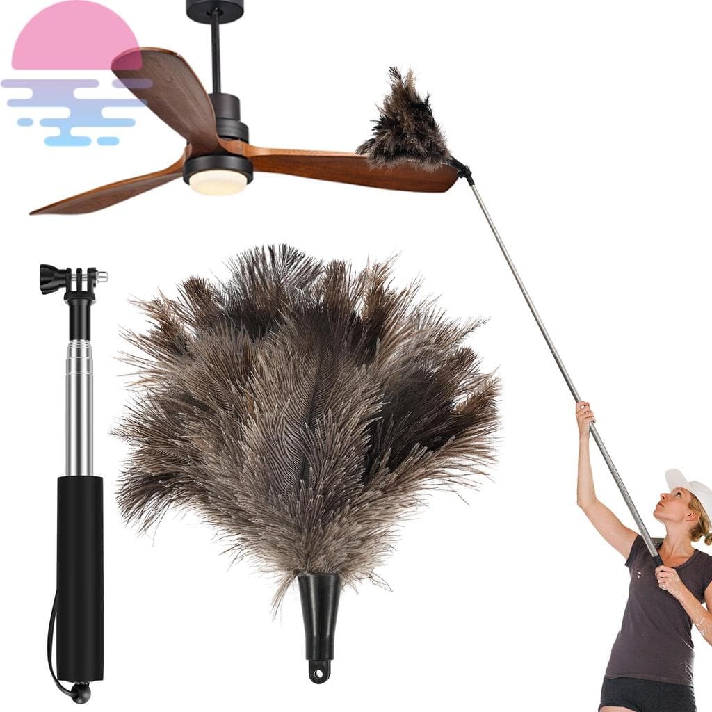 Espanador De Penas De Avestruz Portátil Com Pólo De Extensão De 19-49 Polegadas Ferramenta De Limpeza Prática SHOPSKC614