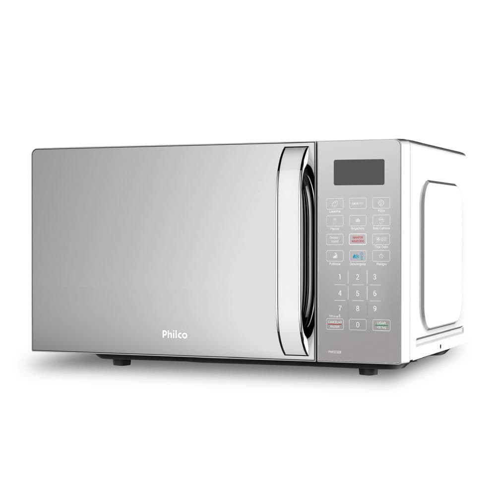 Micro-ondas 20 Litros Espelhado Philco Limpa Fácil PMO23EB Branca 127V