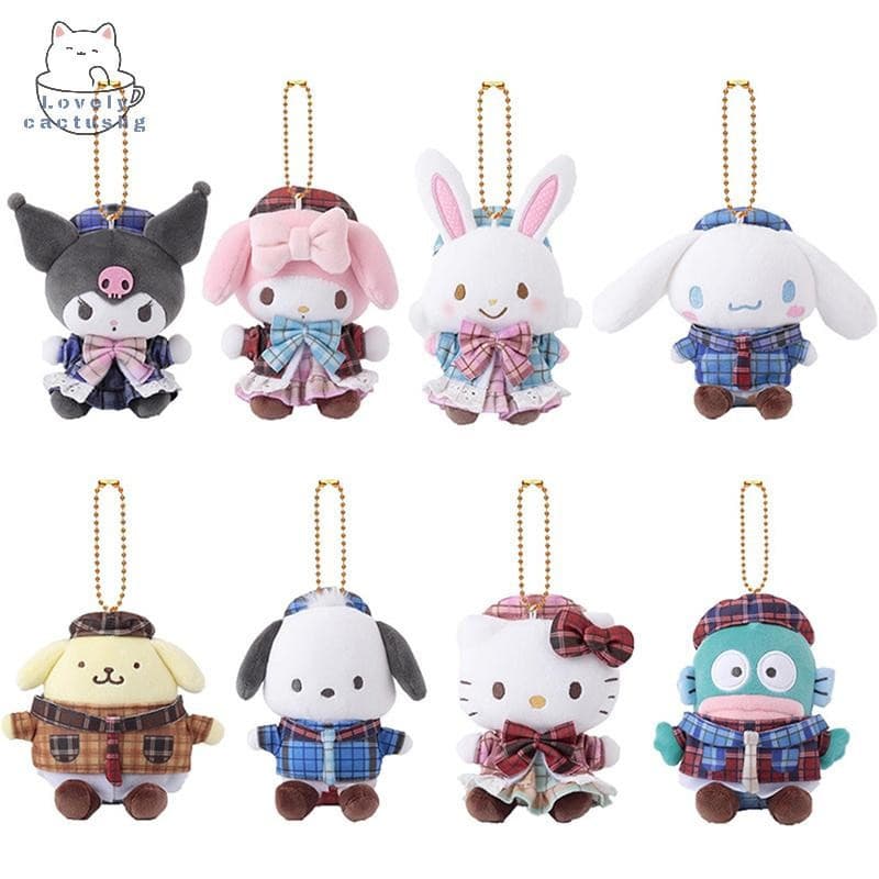 lovelycactushg Sanrio Sailor Suit Hello Kitty Brinquedo De Pelúcia Chaveiro Kuromi Melody Cinnamoroll Boneca Pingente De