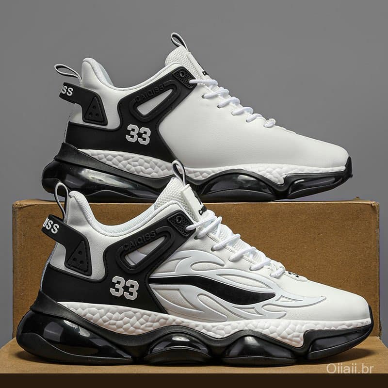 Moda Nova Sola Grossa Resistente Ao Desgaste Treinamento Tênis De Basquete Tamanho Grande Sapatos Esportivos Masculinos