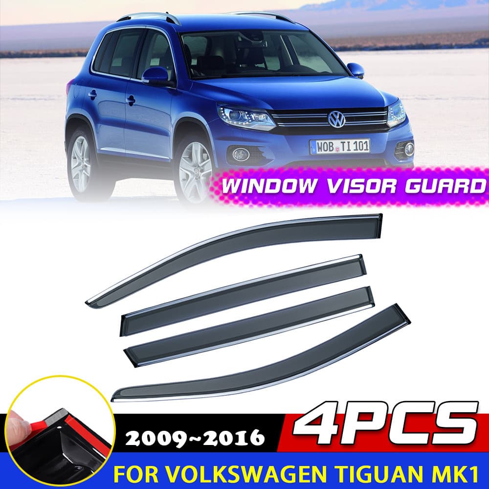 Viseira Para Janelas De Carro , 4 Unidades , Volkswagen VW Tiguan 5N MK1 2009 ~ 2016 Guarda Defletor Toldos Sol Chuva So