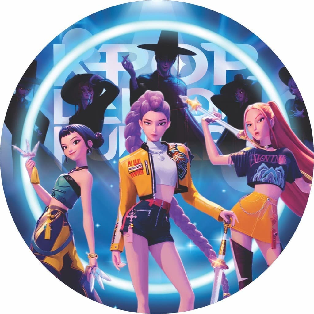 Capas Para Painel Redondo de Festa Guerreiras do K-pop Tecido Premium e Frete Grátis 150x150 e 50x50cm Vários Modelos