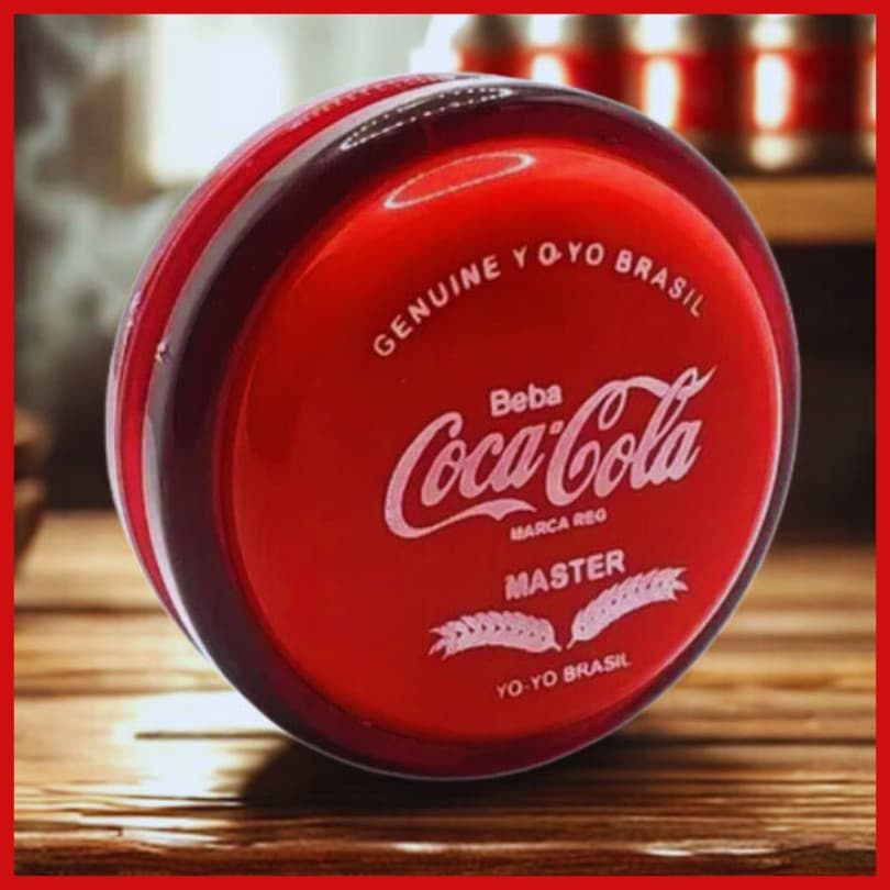 Kit 2 Ioiô Eixo Fixo Madeira _ Coca + Fanta ou Coca + Sprite _ Yo-Yo Retrô Profissional
