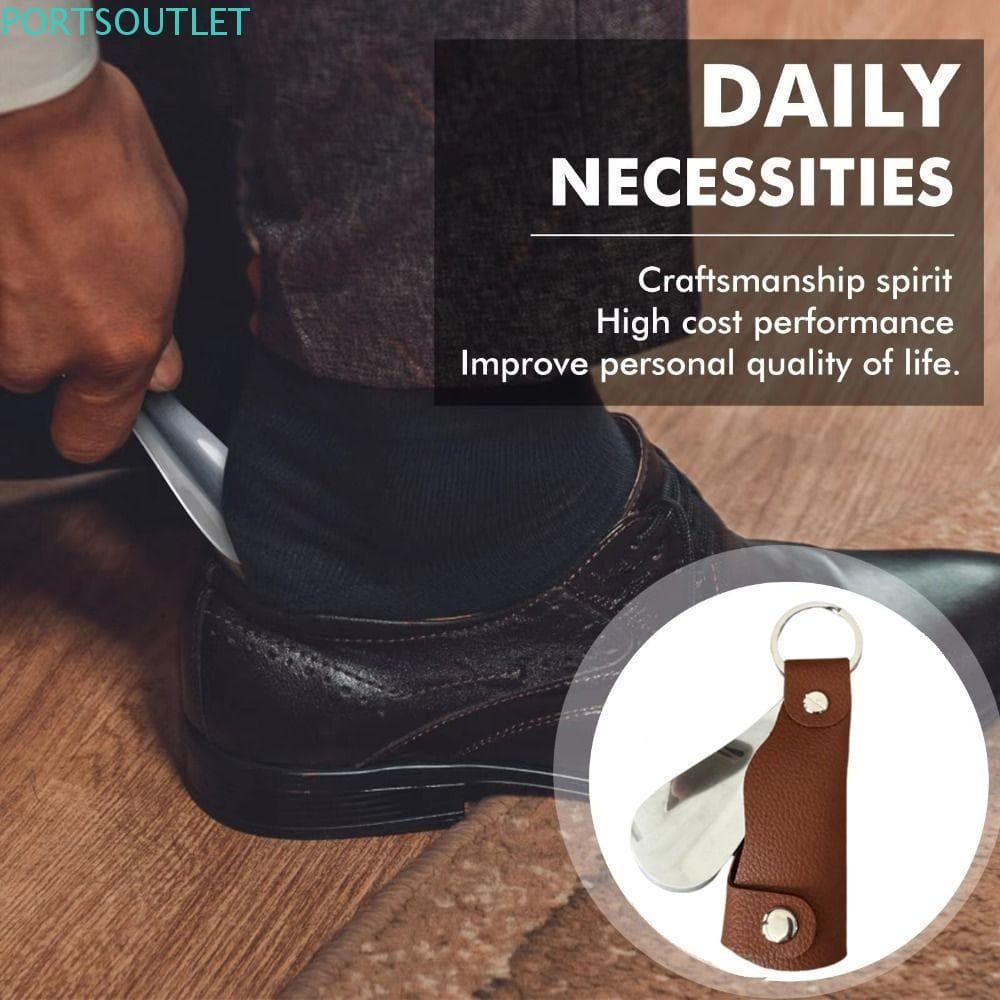 Levantador De Sapato PORTSOUTLET , Chaveiro De Calçadeira Fácil De Couro PU , Mini Extrator Retrátil Com Alça Curta