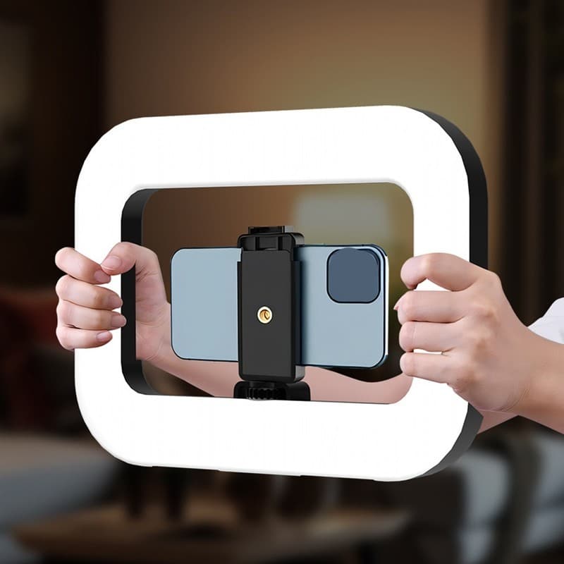 Luminária LED Com Suport Cel YM200 Portátil para Fotografia Vídeo Selfie Live Streaming Recarregável