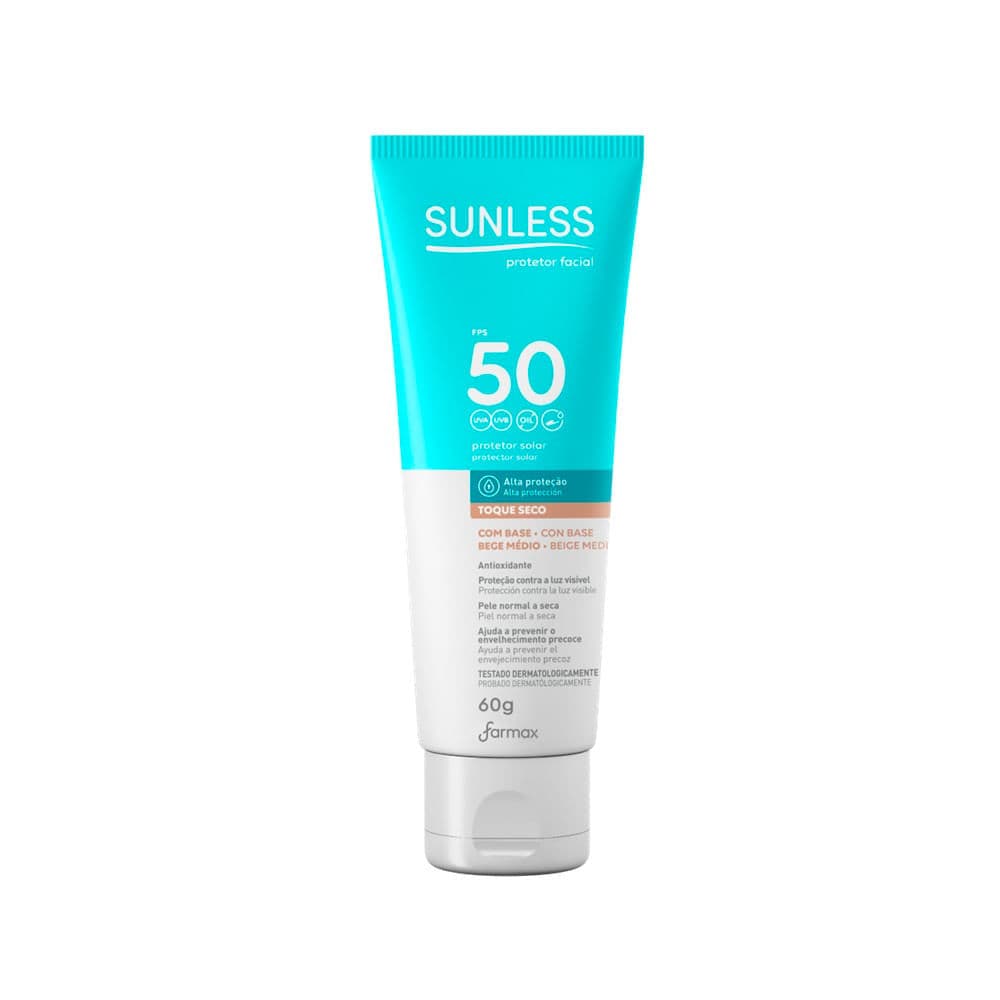 Protetor Solar Facial Com Cor Sunless FPS 50 60g - Bege Médio