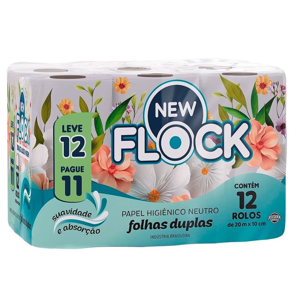 Papel Higiênico New Flock Premium 20 Metros 12 Unidades